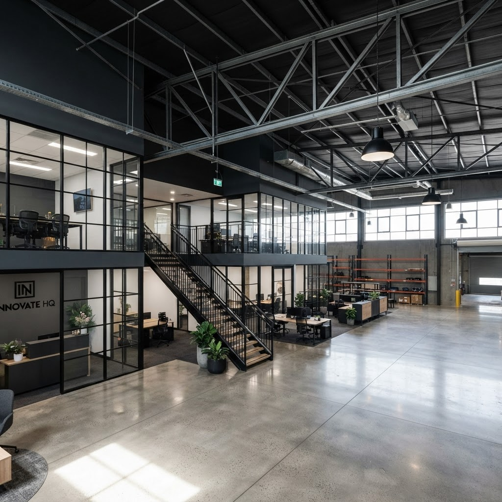 Finished high-end commercial and industrial facility interior